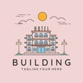 hotel building icon line art logo vector symbol illustration design Royalty Free Stock Photo