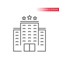 Hotel building thin line vector icon. Outline hotel, editable stroke.