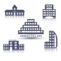 Hotel buildings flat design set