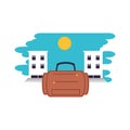 hotel buildings place with travel suitcase