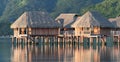 Hotel bungalows over Moorea lagoon Royalty Free Stock Photo