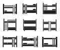 Hotel bunk bed icons set, simple style