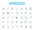 Hotel business linear icons set. Accommodation, Hospitality, Service, Comfort, Luxury, Travel, Room line vector and Royalty Free Stock Photo