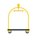 Hotel cart golden vector icon service luggage reception bag. Travel room motel business hanger. Staff case furniture