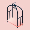 Hotel cart isometric on a pink background