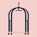 Hotel cart for luggage, bags, porter in pink pastel colors. Flat illustration