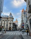 Hotel Cismigiu and Gambrinus brewery, Ion Brezoianu Street with Regina Elisabeta boulevard, Bucharest, Romania Royalty Free Stock Photo