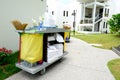 The hotel cleaning tool trolley Royalty Free Stock Photo