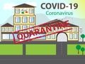 Hotel is closed for quarantine. Coronavirus pandemic COVID-19. Isolation of those infected with the virus. Vector