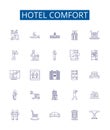 Hotel comfort line icons signs set. Design collection of Convenience, Amenity, Luxury, Accommodation, Coziness, Homey