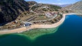 Hotel complex on the shore of Lake Kezenoy am. Chechen Republic. Russia