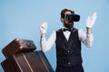Hotel concierge with vr headset Royalty Free Stock Photo