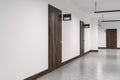 Hotel corridor with closed wooden doors