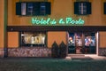 Hotel de la Poste Entrance in Cortina d`Ampezzo, Italy