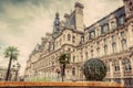 Hotel de Ville in Paris, France. City hall building. Vintage Royalty Free Stock Photo