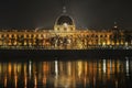 Hotel Dieu of Lyon at night, Lyon, France Royalty Free Stock Photo