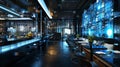 Hotel dining area featuring interactive digital menus and ambient lighting Royalty Free Stock Photo
