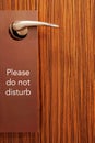 hotel door with the inscription does not disturb