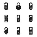 Hotel door tag icon set, simple style Royalty Free Stock Photo