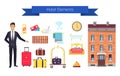 Hotel Elements Icons and Title Vector Illustration Royalty Free Stock Photo