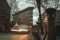 Hotel Europe, a six-story flatiron style heritage building on Powell Street in Vancouver`s Gastown area Royalty Free Stock Photo