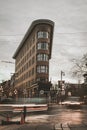 Hotel Europe, a six-story flatiron style heritage building on Powell Street in Vancouver`s Gastown area Royalty Free Stock Photo