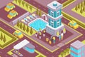 Hotel Exterior Isometric Composition