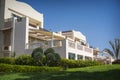 Hotel facade in Egypt With palm trees Royalty Free Stock Photo