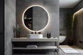 room luxury gray concrete interior home sink bathroom mirror house design. Generative AI. Royalty Free Stock Photo