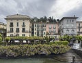 Hotel Florence in Bellagio photographed from a ferry on Lake Como. Royalty Free Stock Photo