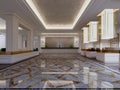 Hotel foyer with reception desk and columns in classic interior design Royalty Free Stock Photo