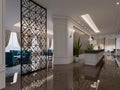 Hotel foyer with reception desk and columns in classic interior design Royalty Free Stock Photo