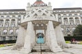 Water fountain in front of Hotel GellÃ©rt in Budapest