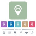 Hotel GPS map location flat icons on color rounded square backgrounds Royalty Free Stock Photo