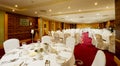 Hotel Hall interior with round tables Royalty Free Stock Photo