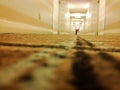 Hotel hallway long perspective corridor Royalty Free Stock Photo