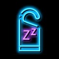 Hotel Handle Label Zzz neon glow icon illustration