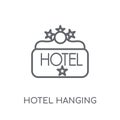 Hotel hanging signal of four stars linear icon. Modern outline H