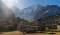 Hotel in the Himalayan mountains in Tengboche Royalty Free Stock Photo