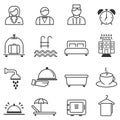 Hotel, hospitality and resort line web icons Royalty Free Stock Photo