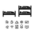 Hotel or hostel icon set - navigation signs