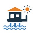 hotel, house, beach hotel, summer vacation icon