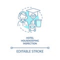 Hotel housekeeping inspection turquoise concept icon