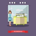 Hotel housemaid vector illustration in flat style Royalty Free Stock Photo