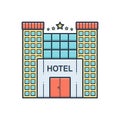 Color illustration icon for Hotel, star and hotel