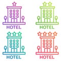 Hotel icon isolated. Simple vector Hostel line gradient color pictogram.