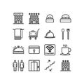 Hotel Icon set. black line illustration vector isolated on white background Royalty Free Stock Photo