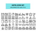 Hotel icon set in pixel perfect. unconnected line icons style