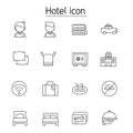 Hotel icon set in thin line style Royalty Free Stock Photo