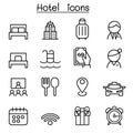Hotel icon set in thin line style illustration Royalty Free Stock Photo